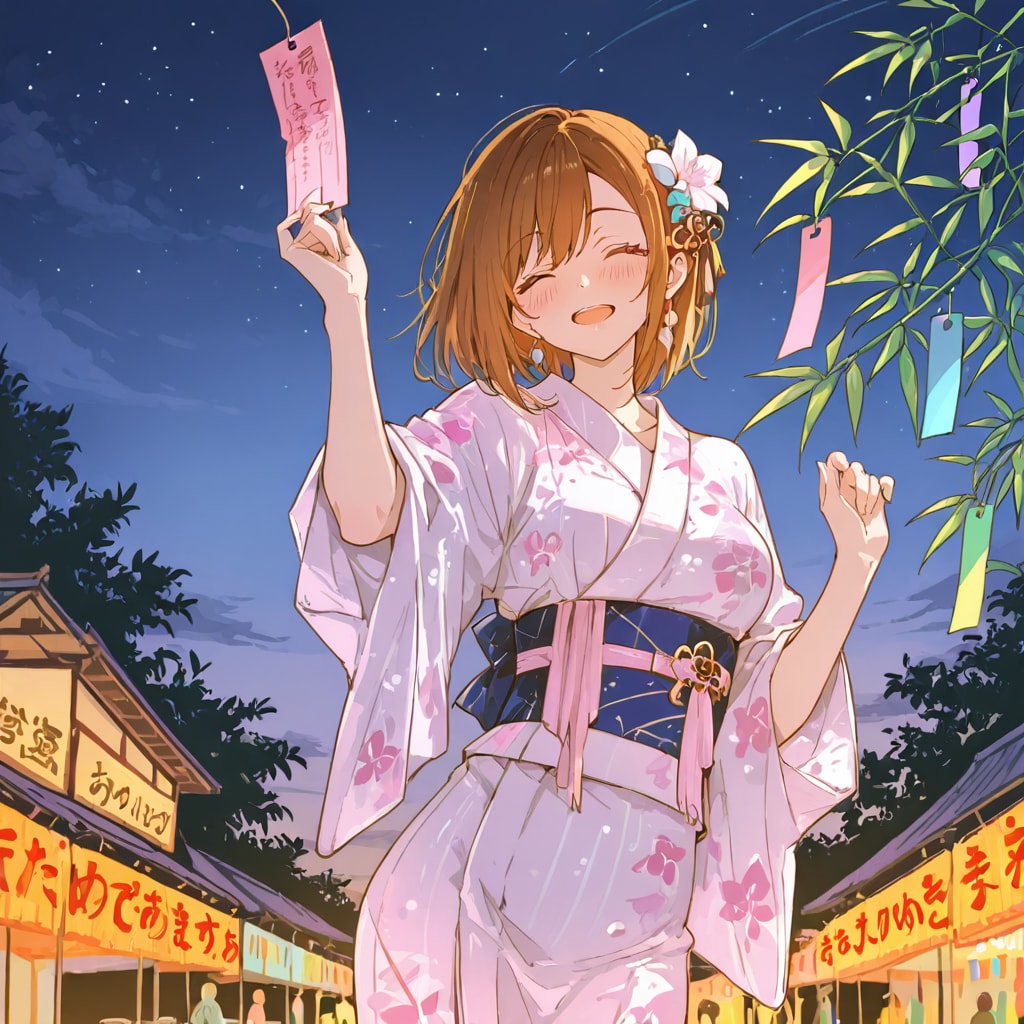 お城のお姫様。お忍びの七夕祭り参加です。