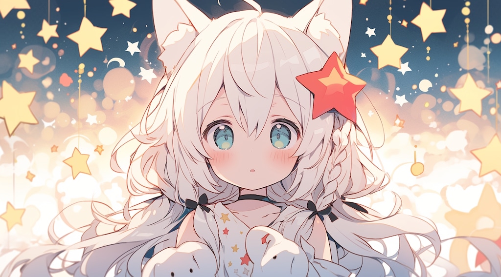 星降る夜に微笑む猫耳の少女