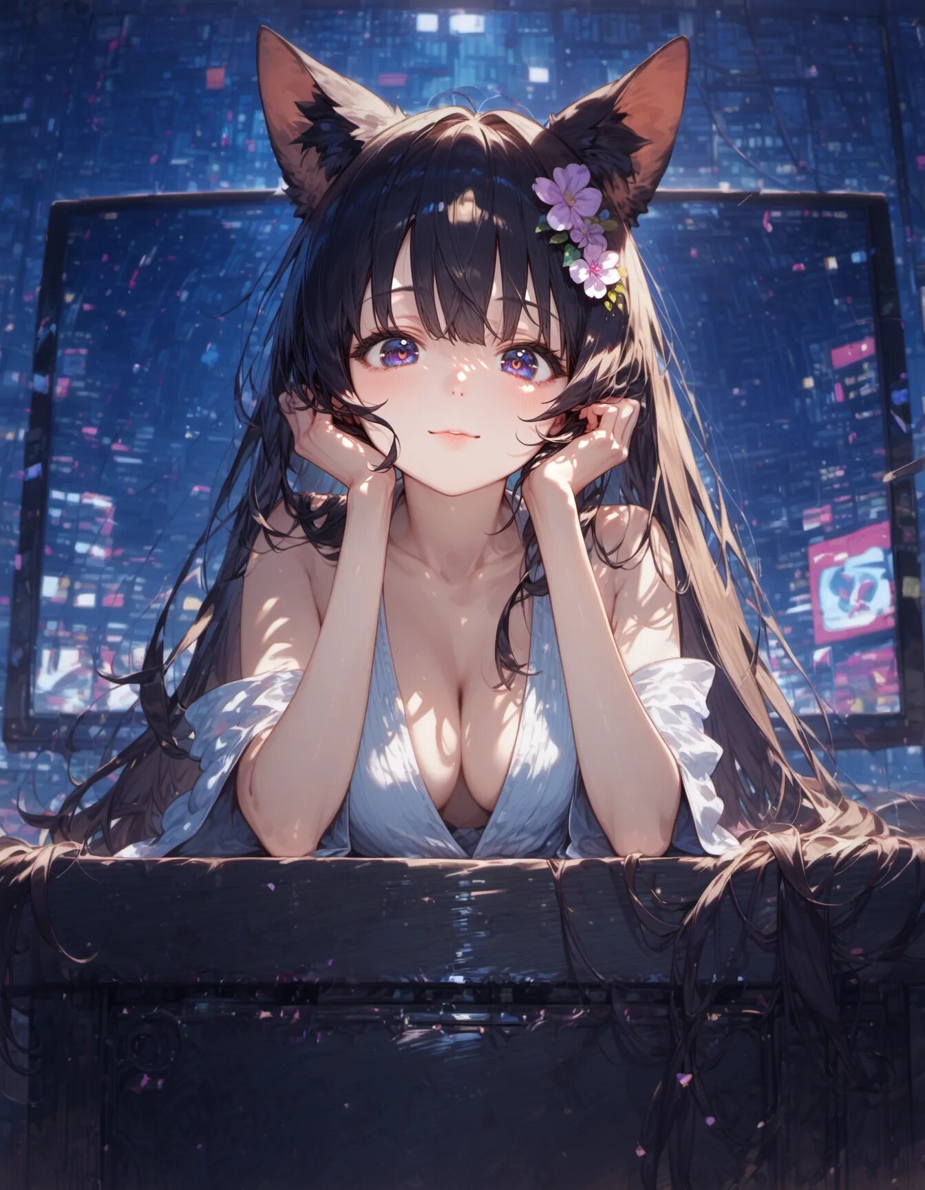 Blue Light and Soft Flowers | の人気AIイラスト・グラビア