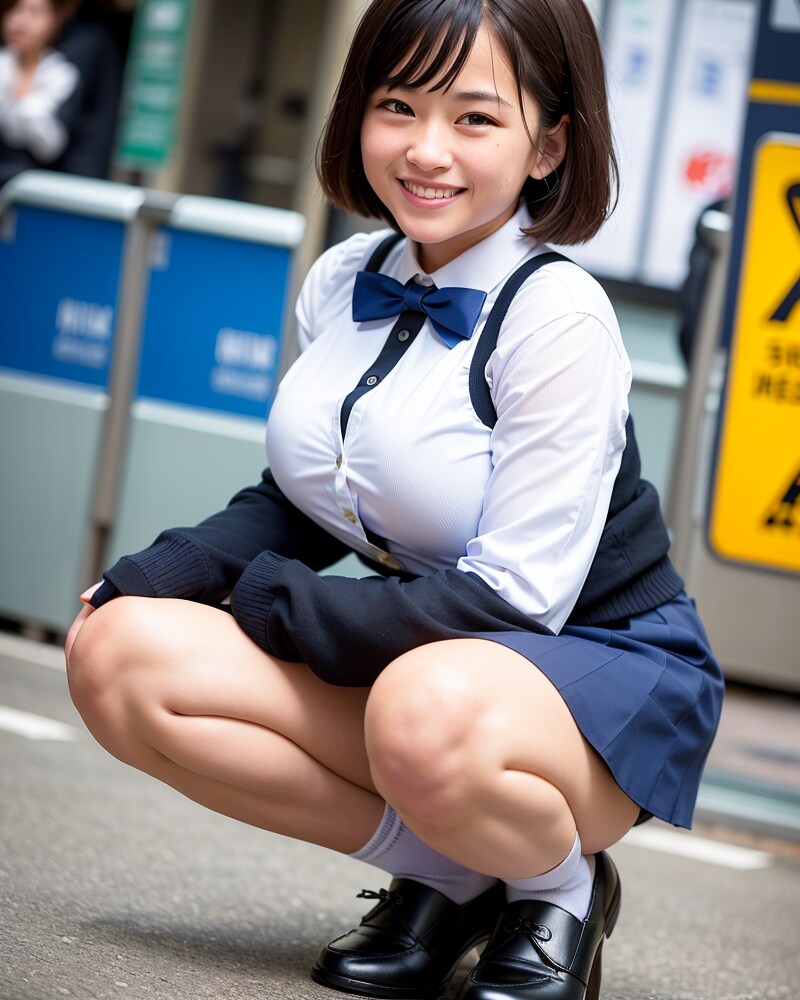 路上ガニ股JK