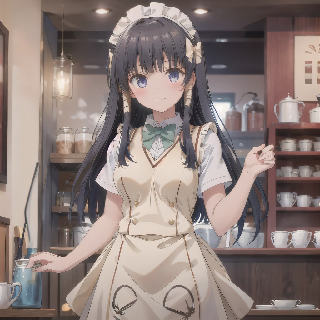 黒髪ロングでカフェの少女１４