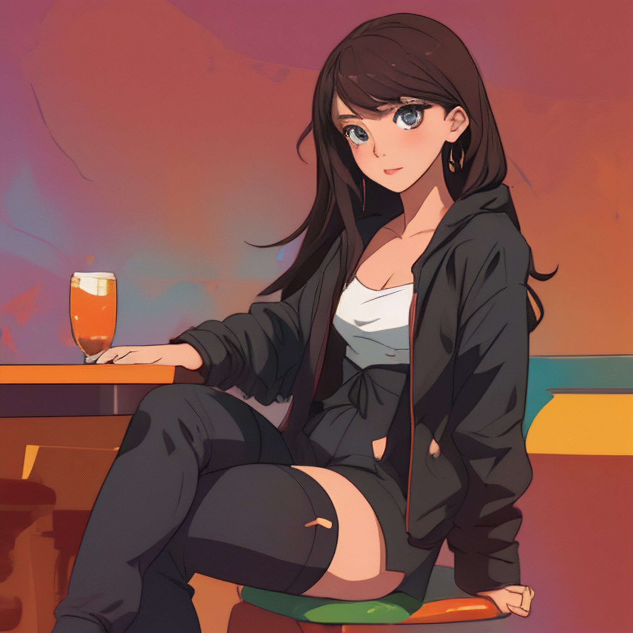 バーで飲んでいるかわいい女の子
