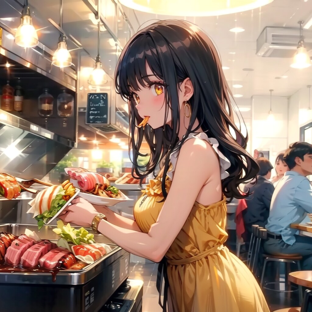 焼き肉屋さんでの出来事 | の人気AIイラスト・グラビア
