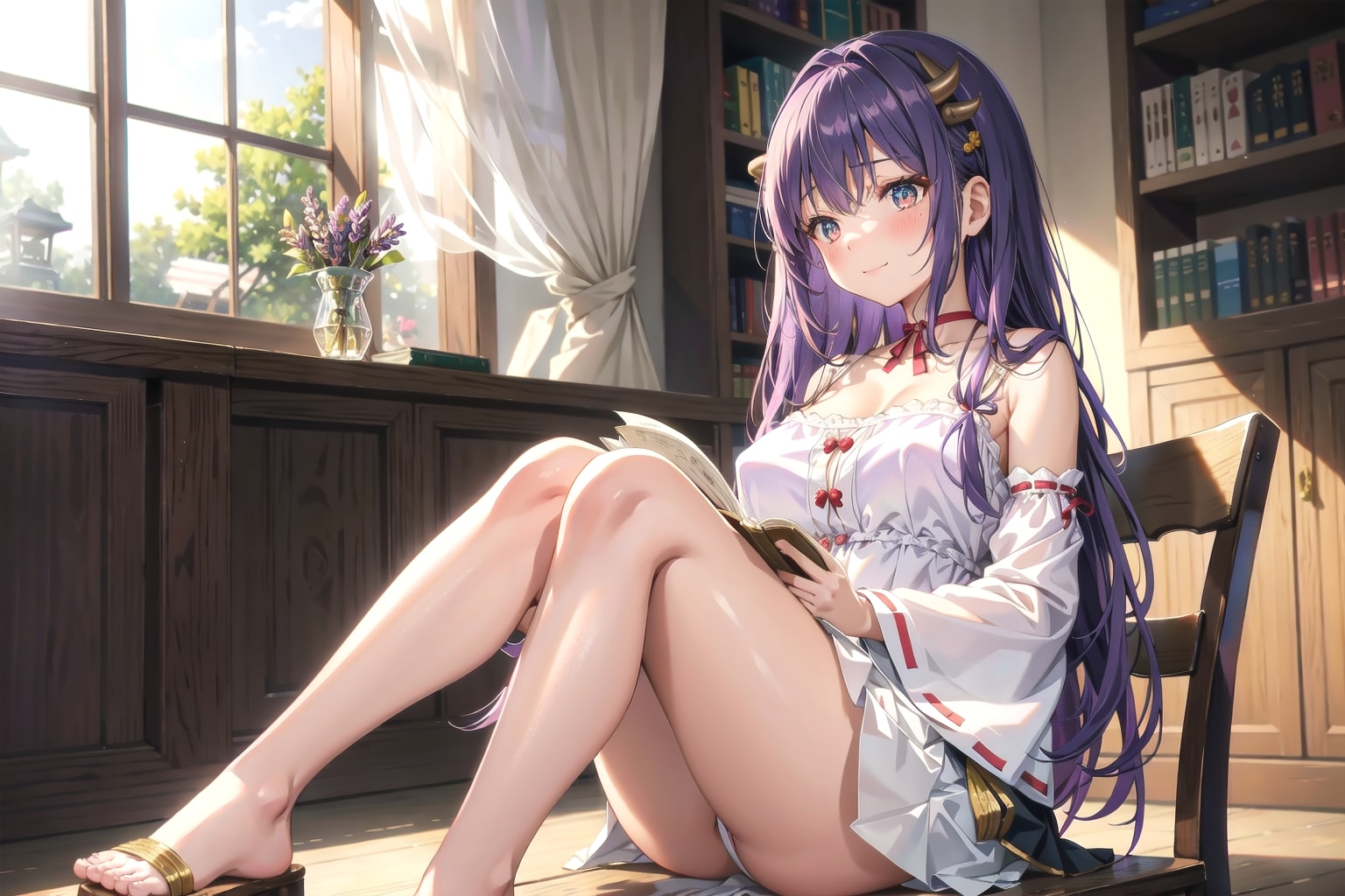 紫の読書 | の人気AIイラスト・グラビア