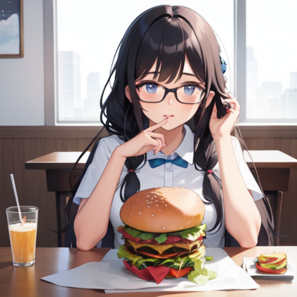 ハンバーガーを食べる女の子