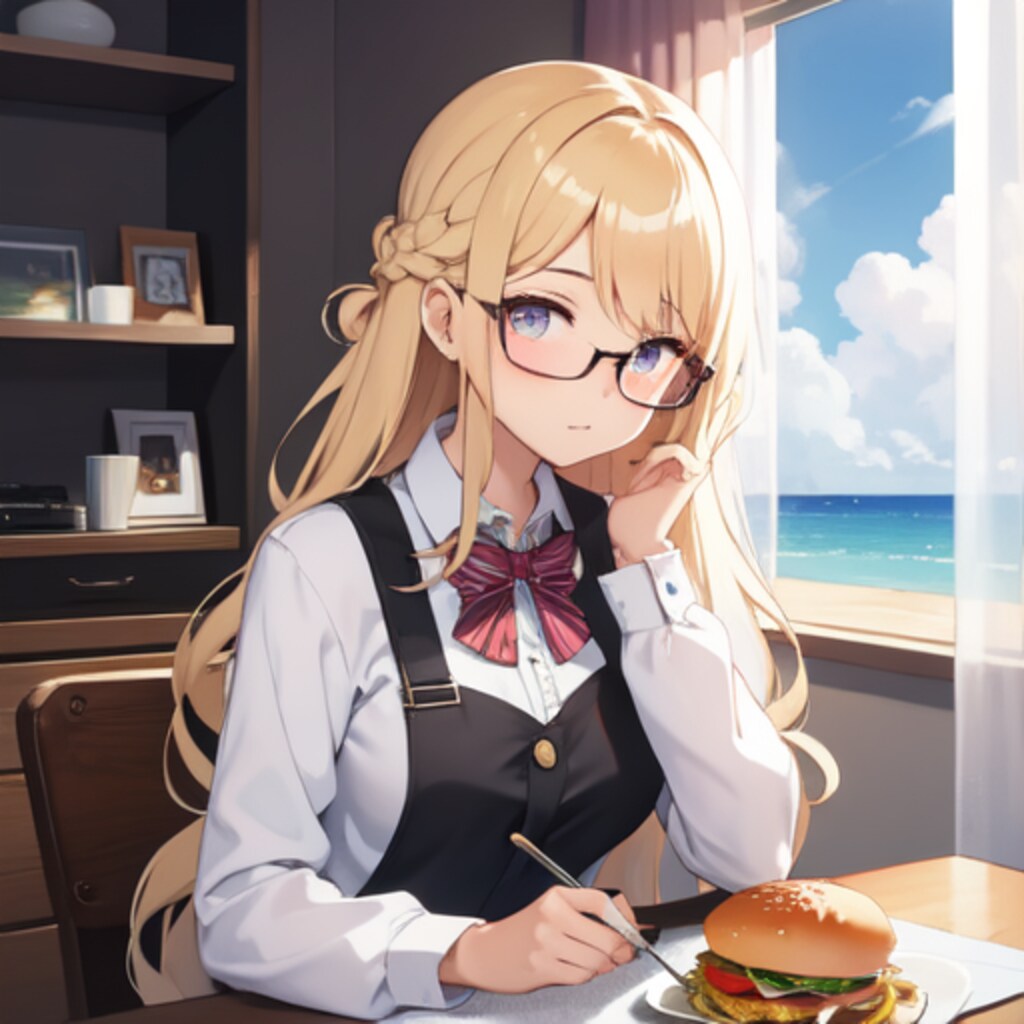 ハンバーガーを食べる女の子