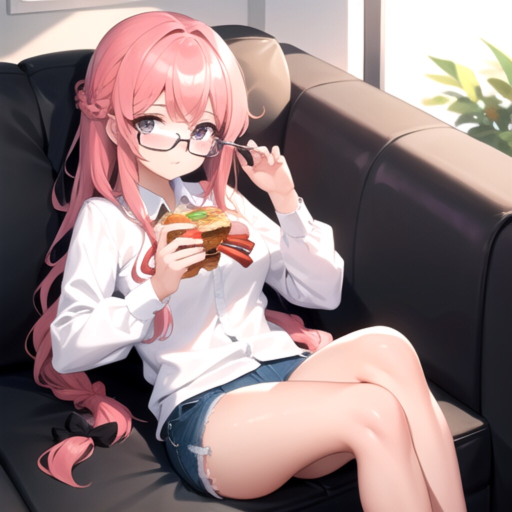 ハンバーガーを食べる女の子