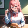ハンバーガーを食べる女の子 2枚目