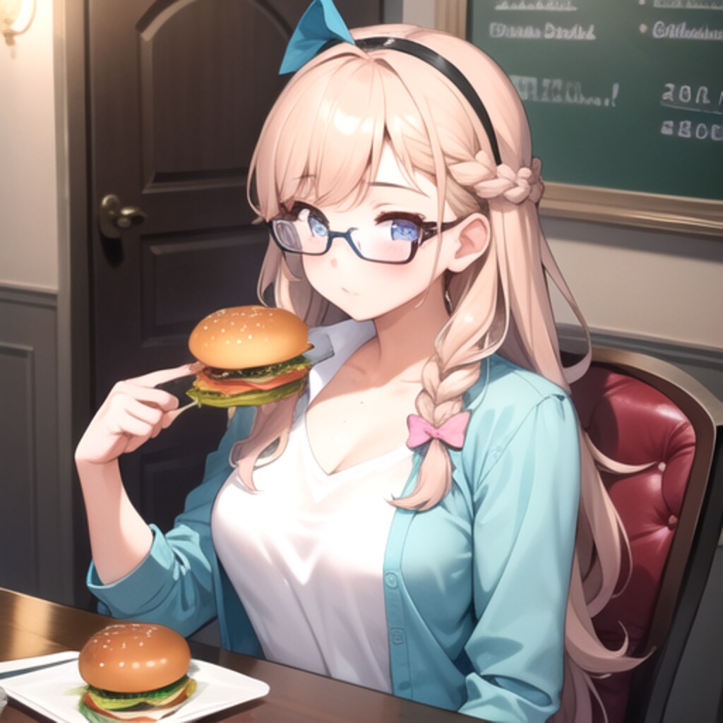 ハンバーガーを食べる女の子