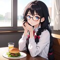 ハンバーガーを食べる女の子 5枚目