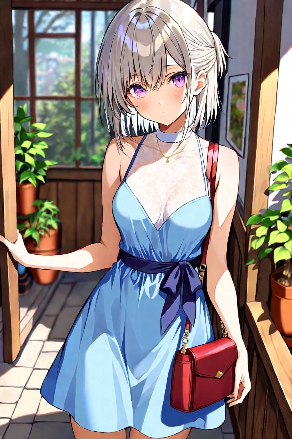 (729HQ)銀髪ちゃんワンピース | の人気AIイラスト・グラビア