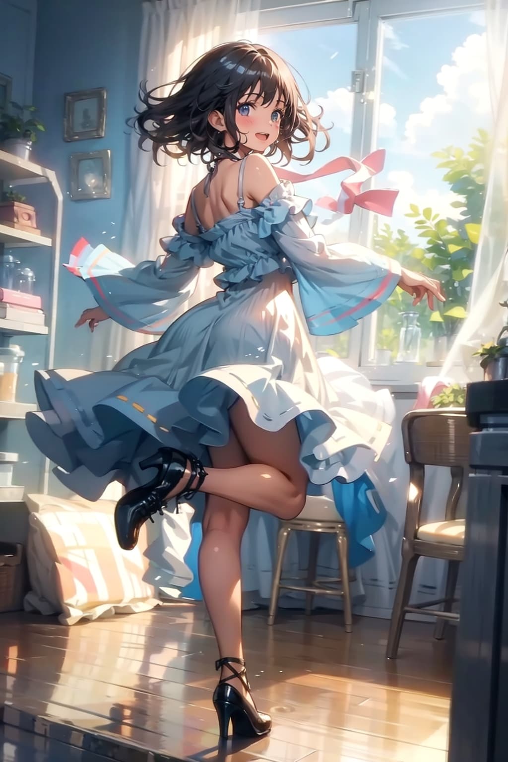 くるっと回りながら踊る彼女