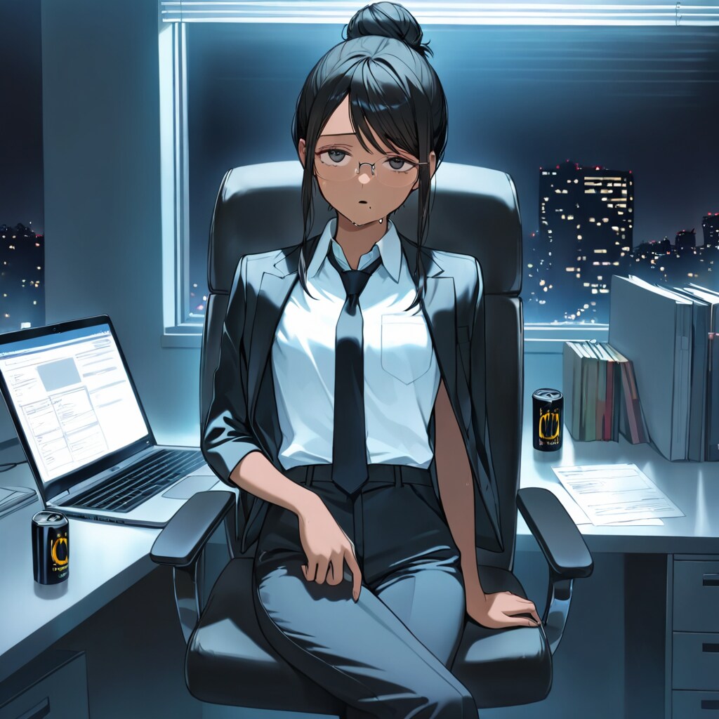 深夜の事務所整理
