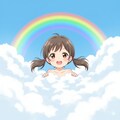 ☁天国で雲の中に埋もれた女の子 2枚目