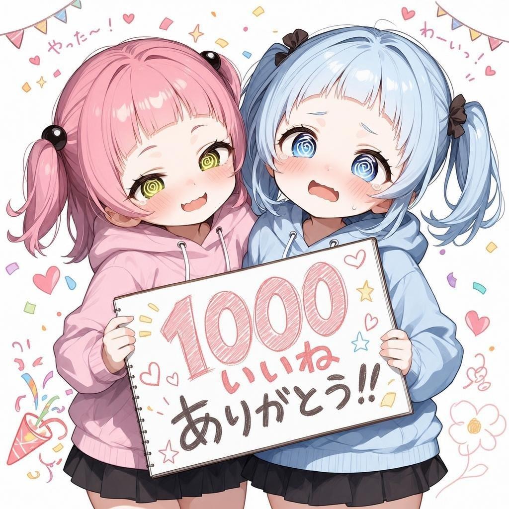 1000いいね記念イラスト
