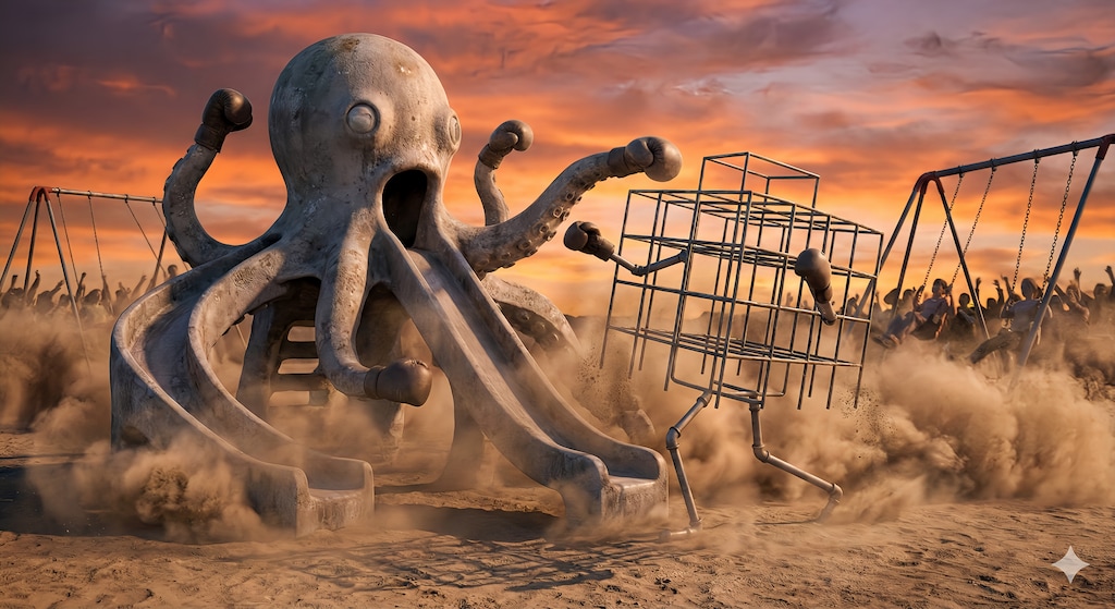 タコの滑り台VSジャングルジム