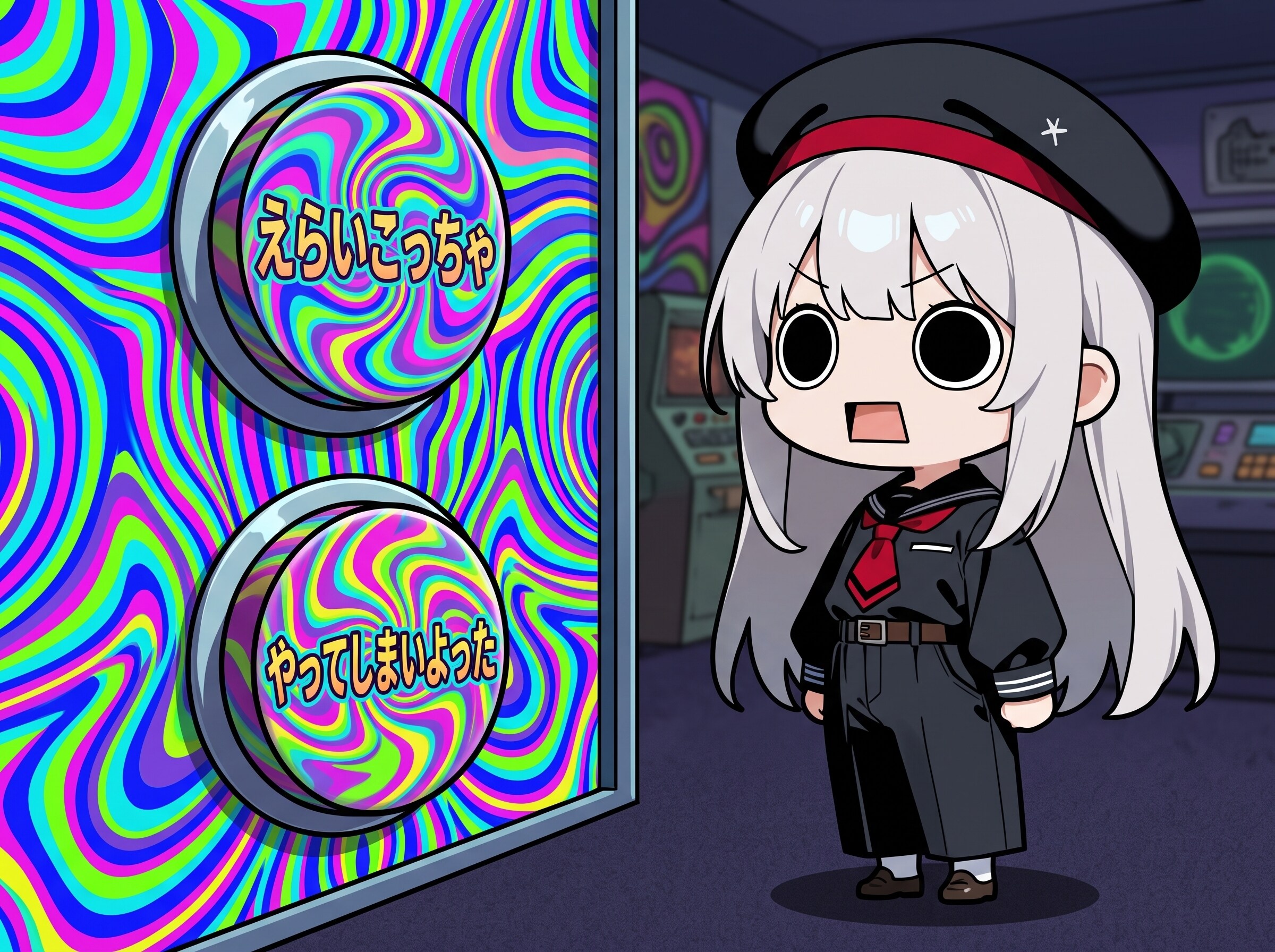 ボタンを設置してしまいよったえらいこっちゃ嬢 | の人気AIイラスト・グラビア