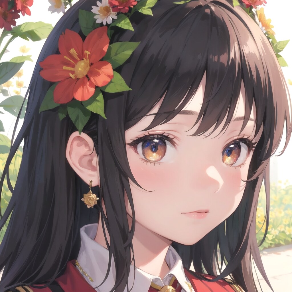 頭にお花