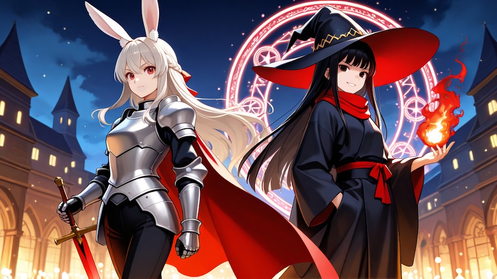 エリアーニャさんといつもの魔女さんの共闘場面