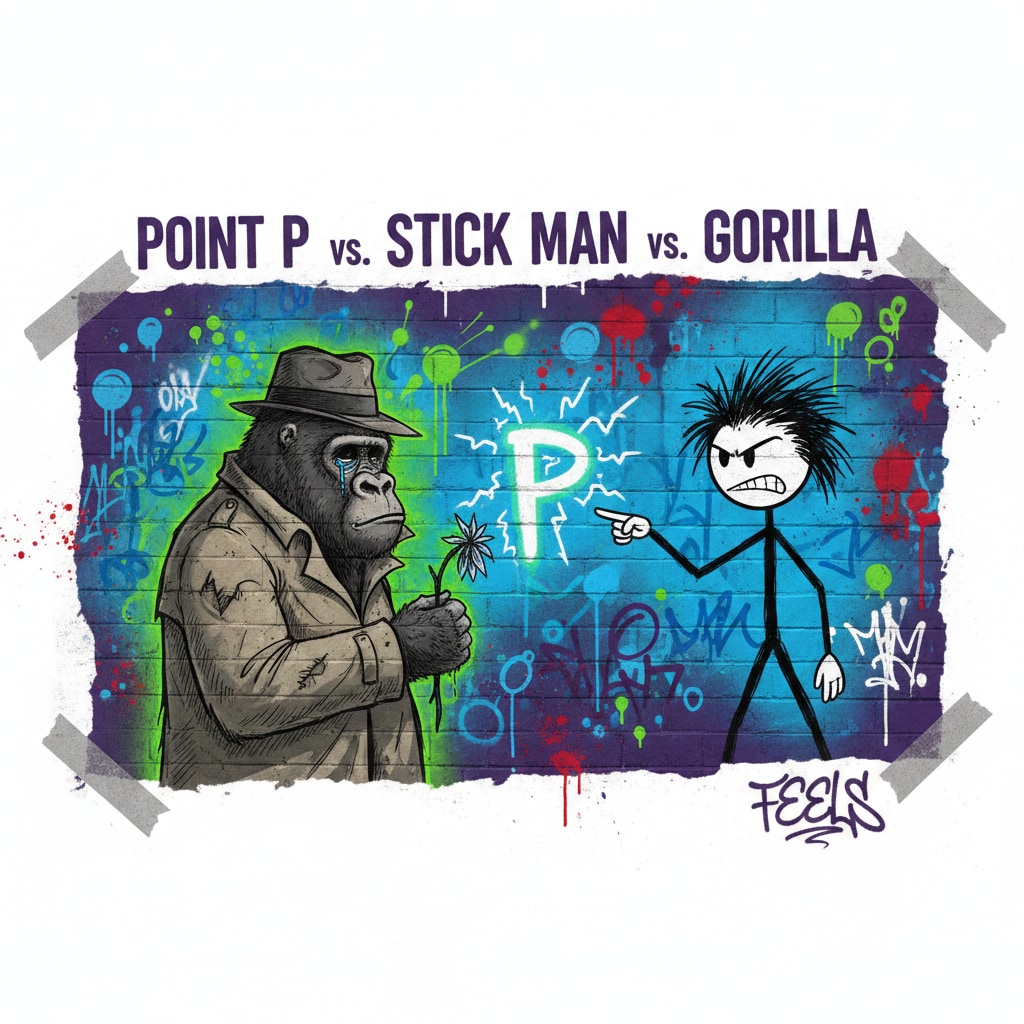 点P対棒人間対服を着たセンチメンタルゴリラ