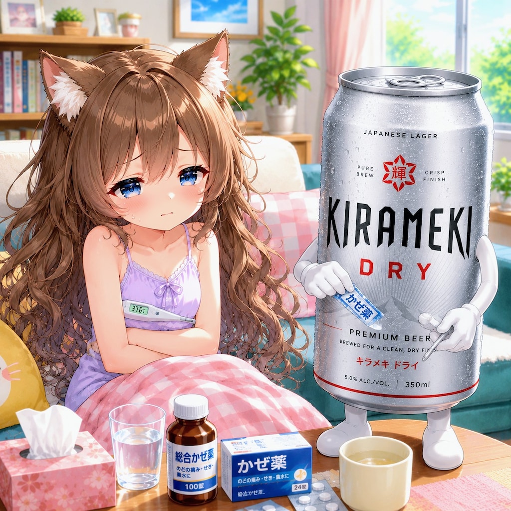 熱っぽくて体温を測っている小さな女の子
