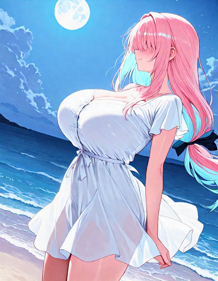 夜、葵ちゃんが満月の浜に誘ってくれた