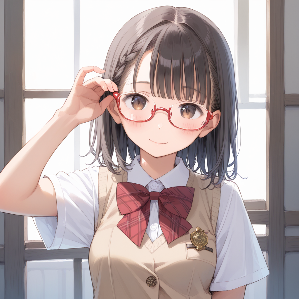 メガネをくいっと