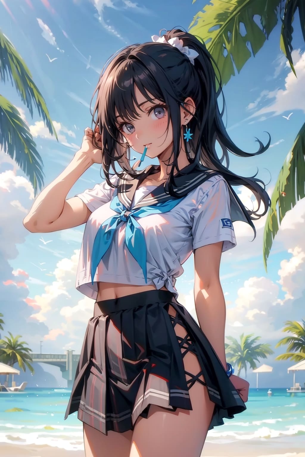 海辺にて
