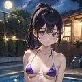 ナイトプールの水着娘6 4枚目