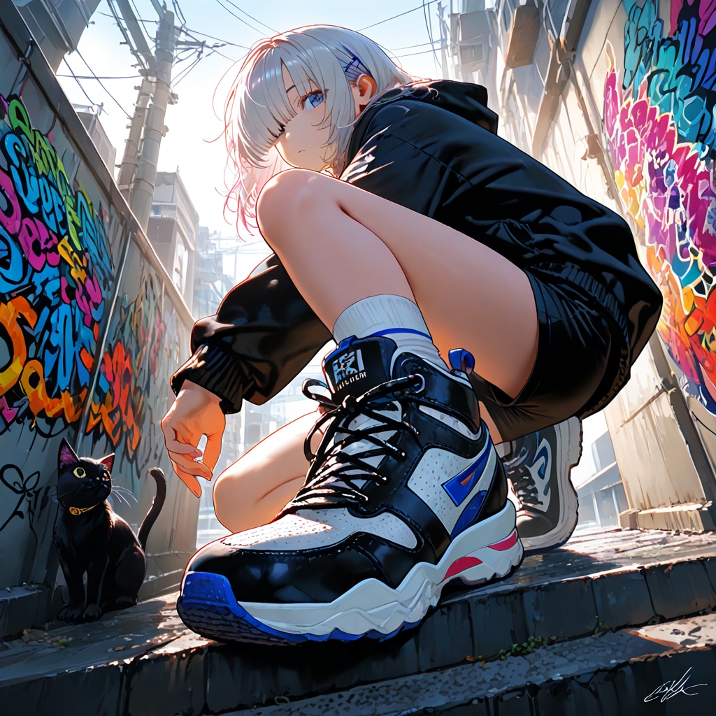 スニーカーとキャップ