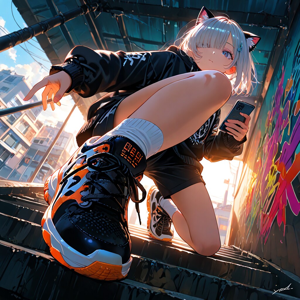 スニーカーとキャップ