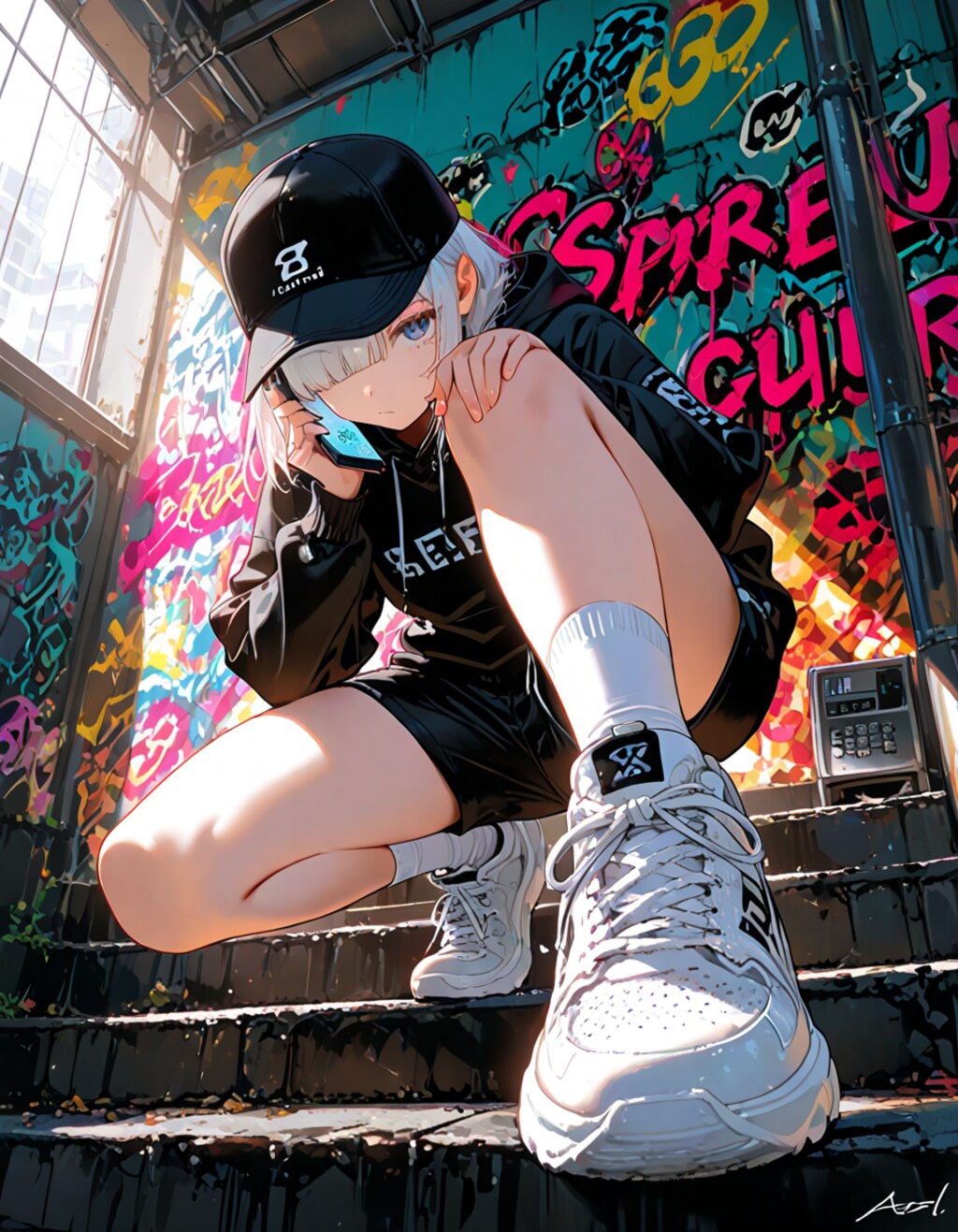 スニーカーとキャップ