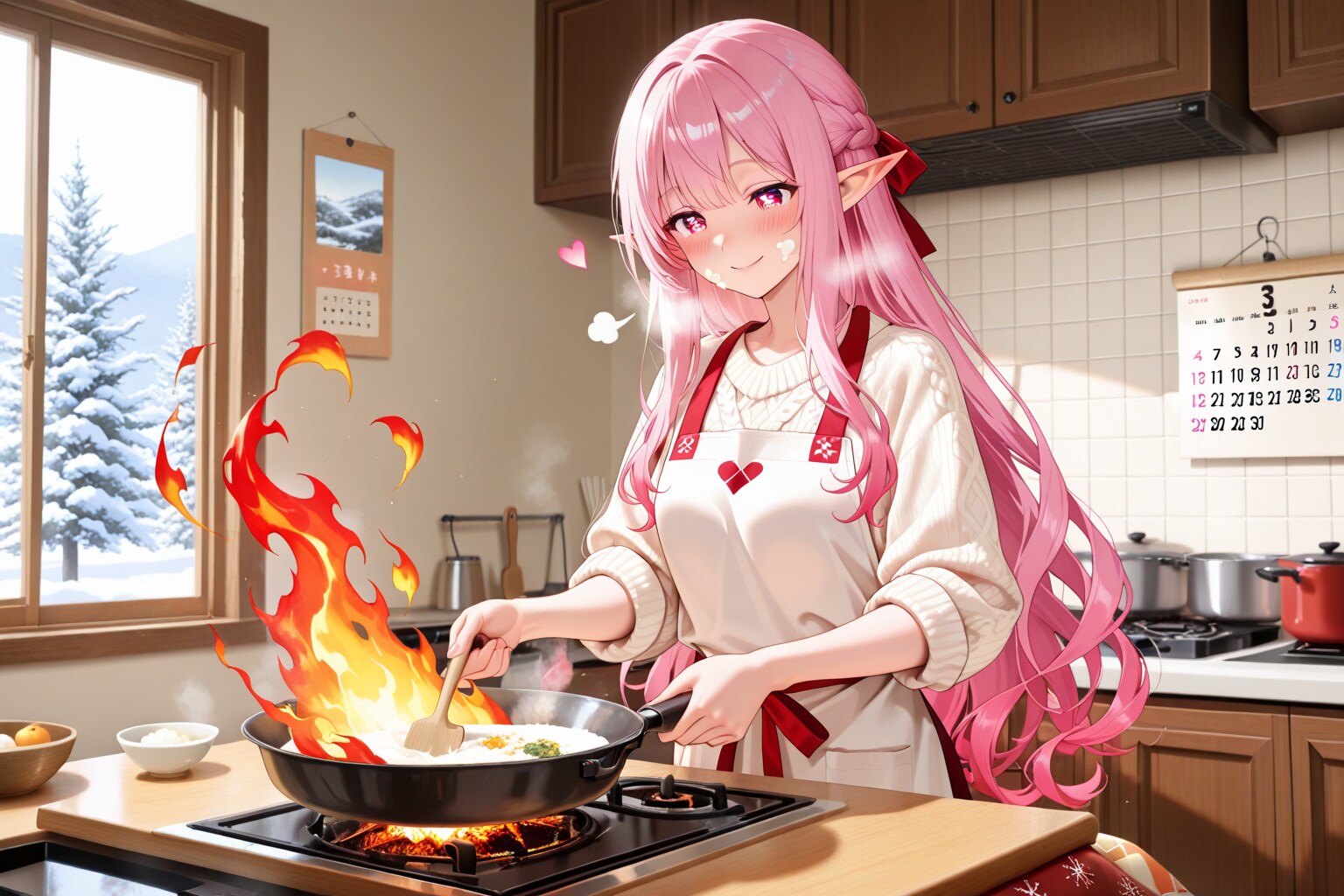 おせち？の準備をするエルフの女の子 | の人気AIイラスト・グラビア