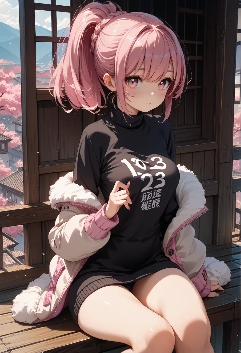 可愛いピンクポニテちゃん