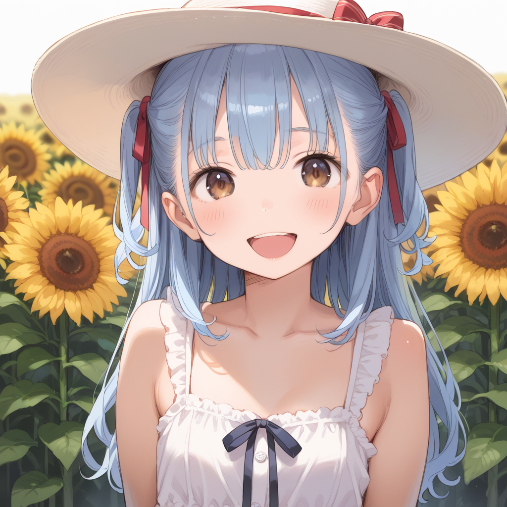 ひまわりと一緒に