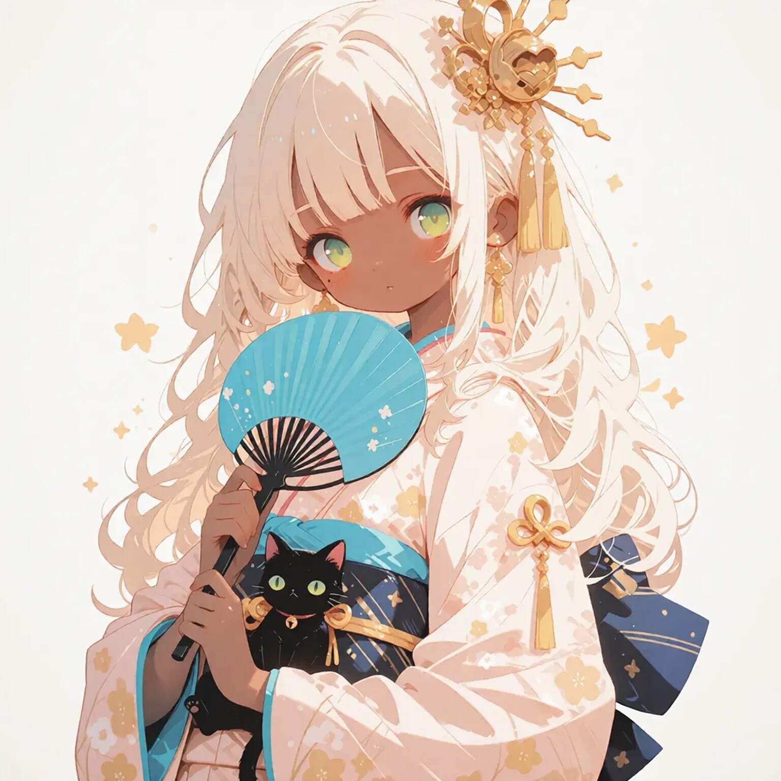 浴衣とうちわ、それに猫🐈‍⬛