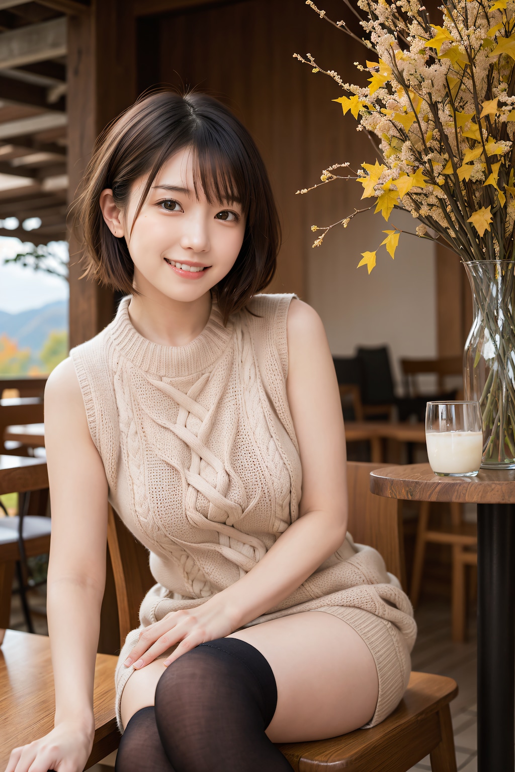 紅葉とセーター