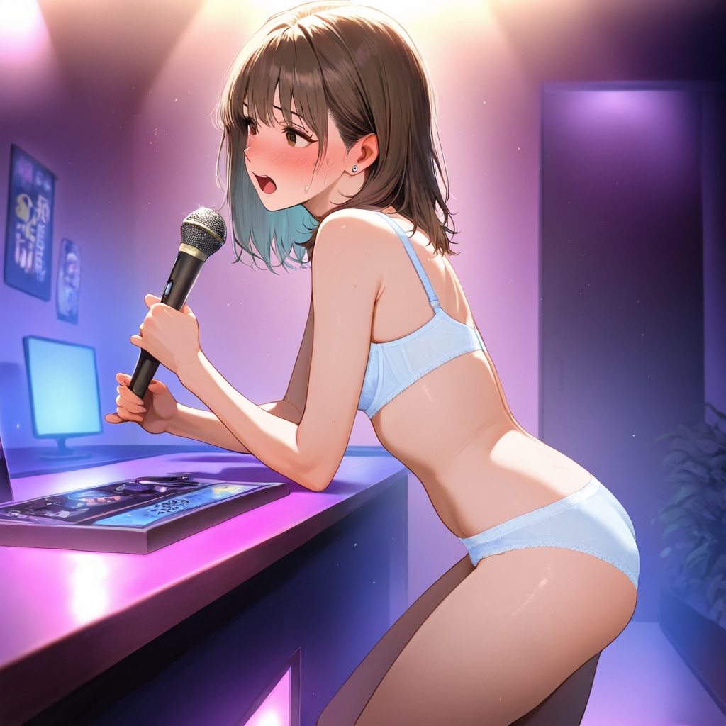 カラオケで脱がされるOLさん