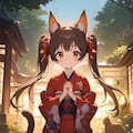 振袖の猫娘 2枚目