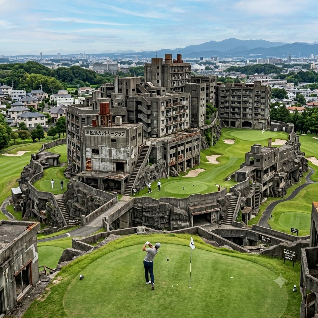 軍艦島っぽいゴルフ場