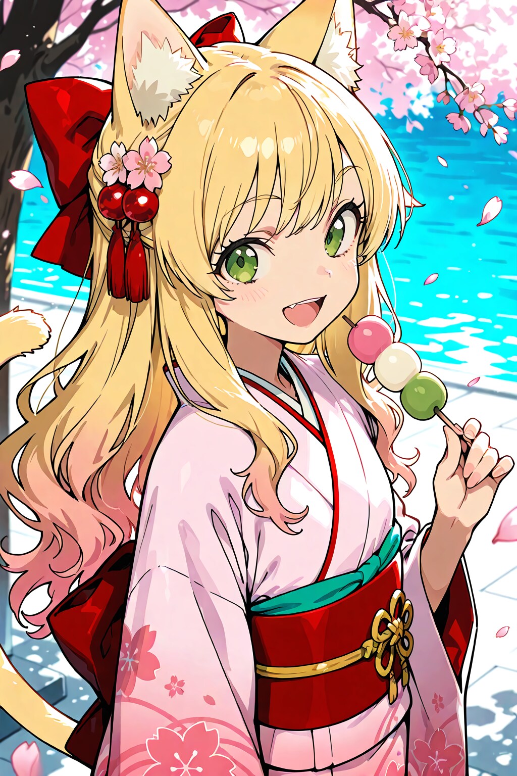団子と耳と桜吹雪