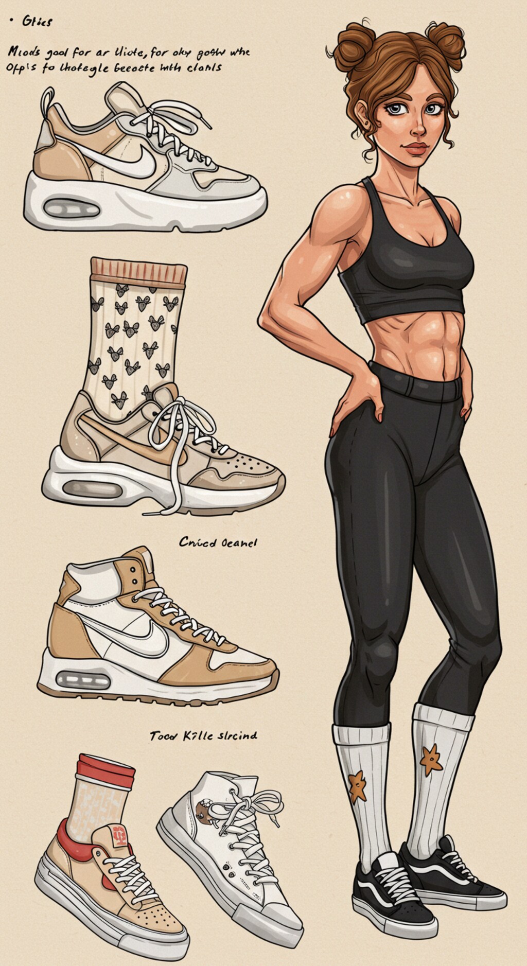 スニーカー，靴下，デザイン参考例