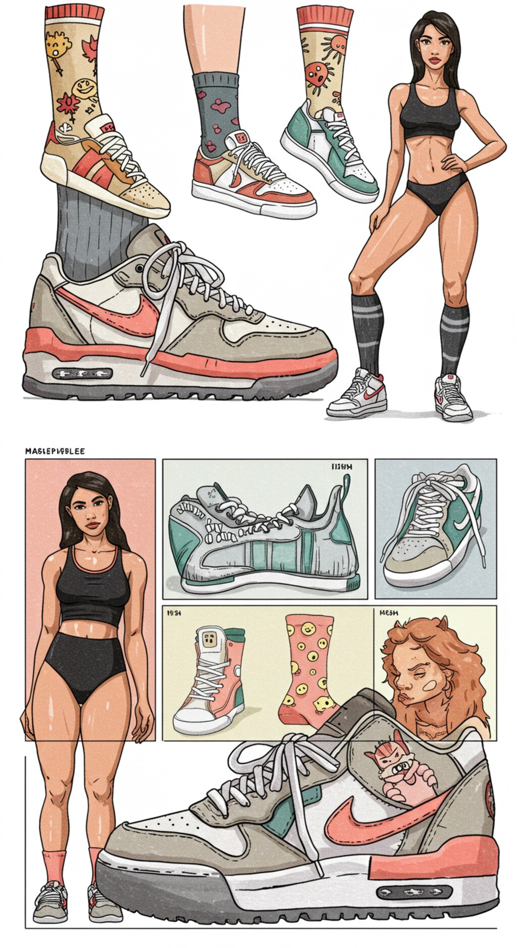 スニーカー，靴下，デザイン参考例