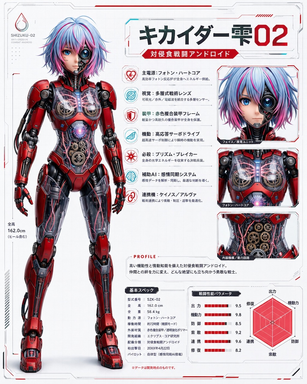 赤い雫　キカイダー雫02・ケイノス02・アルヴァ02