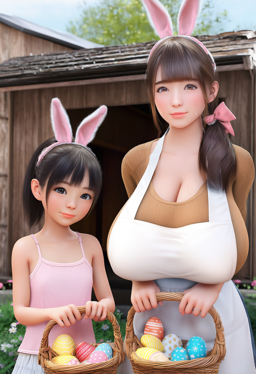 復活祭　母娘みたいな二人