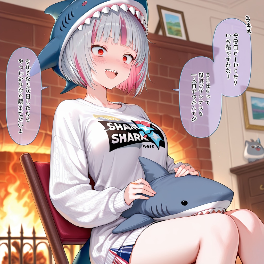 暖炉とサメ美ちゃん