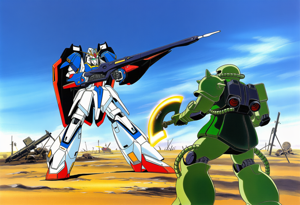V4,5 ガンダムVSザク　戦闘風景　レトロアート