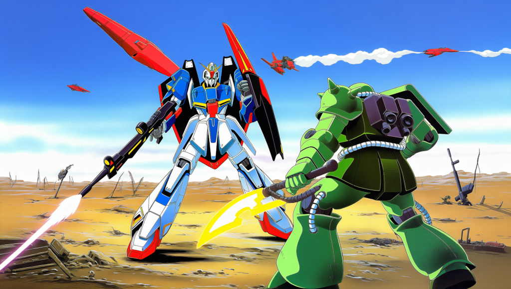 V4,5 ガンダムVSザク　戦闘風景　レトロアート