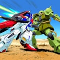 V4,5 ガンダムVSザク　戦闘風景　レトロアート 6枚目