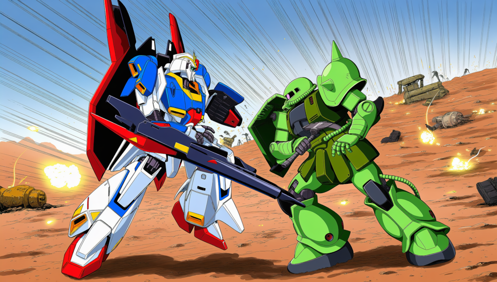 V4,5 ガンダムVSザク　戦闘風景　レトロアート